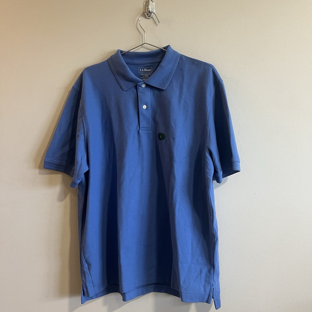L.L.Bean Polo Shirt Men L Blue Traditional Fit Cotton NWT